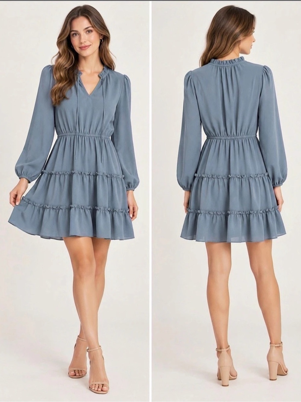Blue Long Sleeve Mini Dress Like New